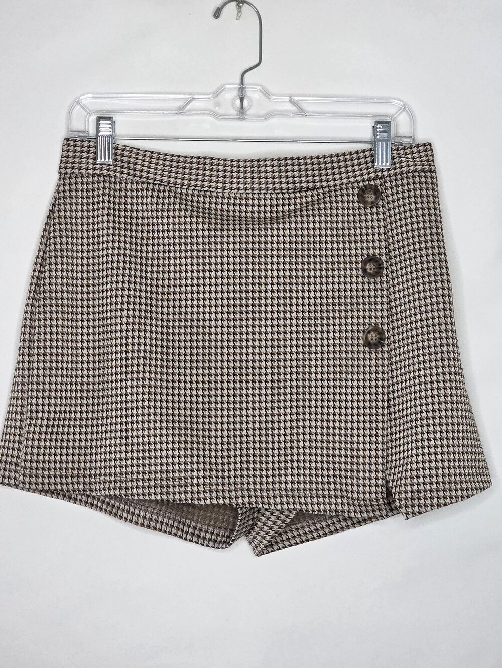 Altar'd State Wrap Front Shorts L Houndstooth Mini Skirt Style Academia‎ Bratz